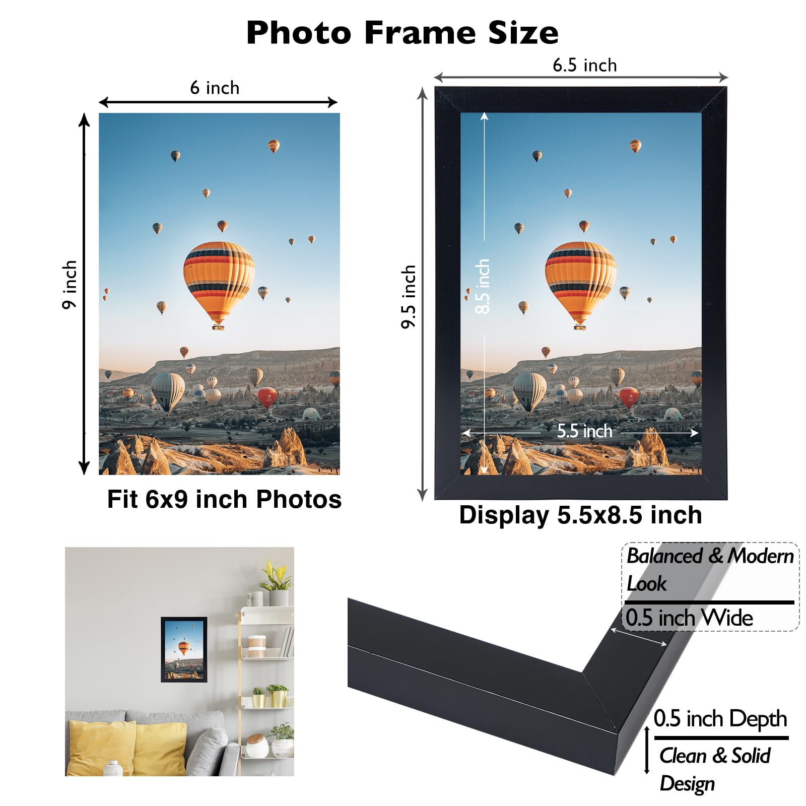 Amazon.co.jp: JCJMY 6x9 写真フレーム 6枚セット ブラック 壁掛け